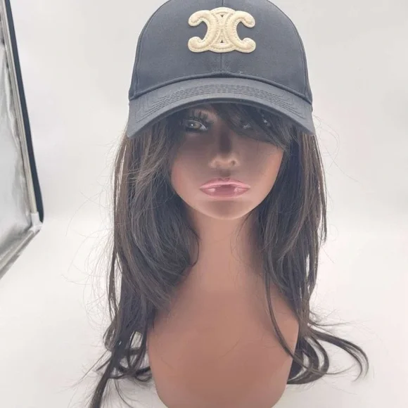Celine triomphe baseball cap hat black medium free gift with purchase - Picture 4 of 12